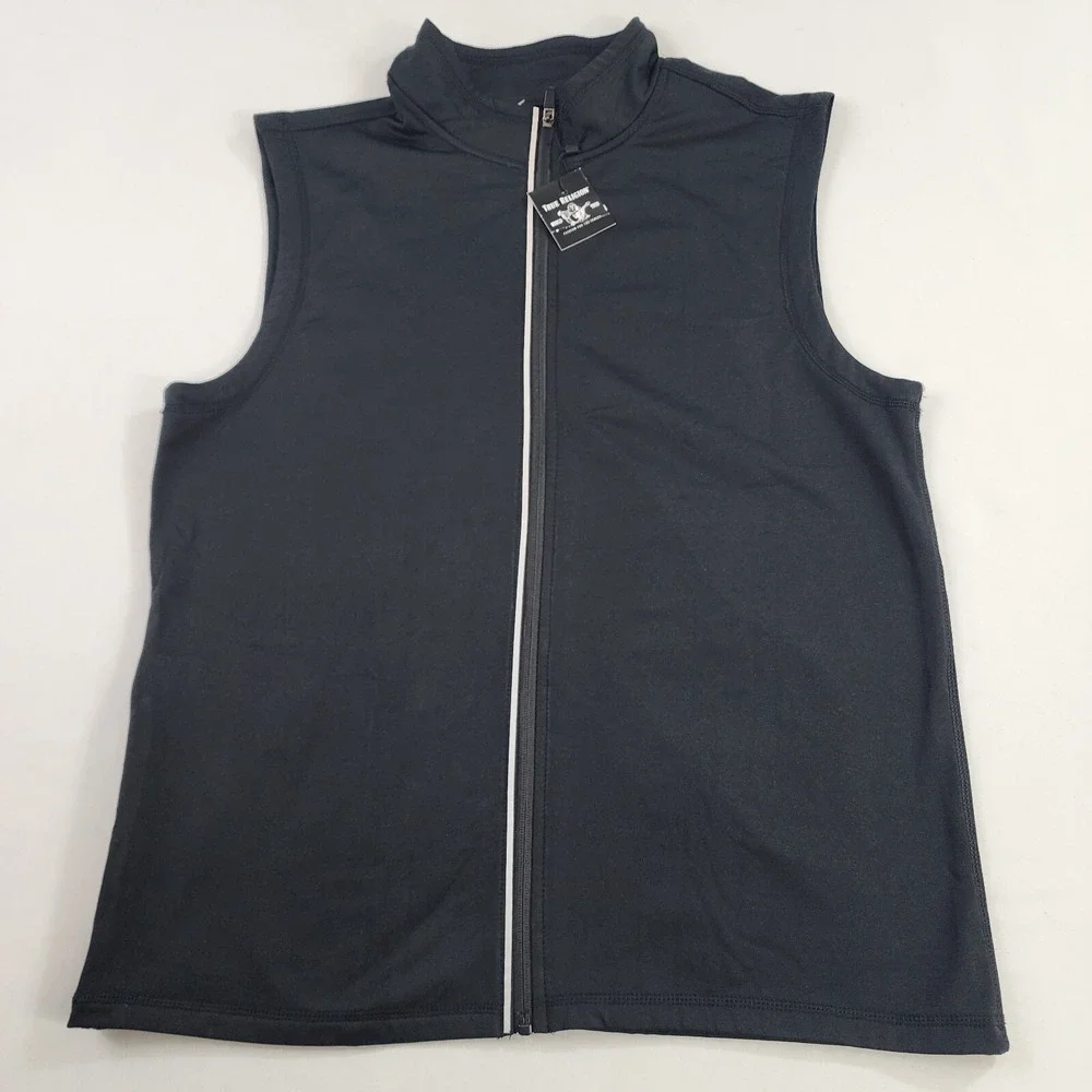 True Religion Mens Vest Sweatshirt Full Zip Black Stretch Performance Size M